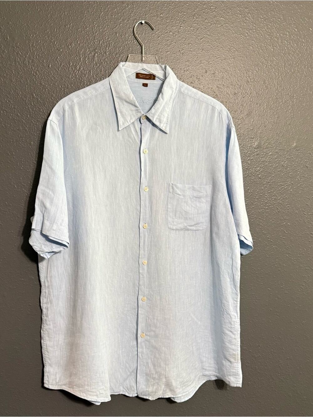 Tasso Elba 100% Linen Short Sleeve Button Down Size L